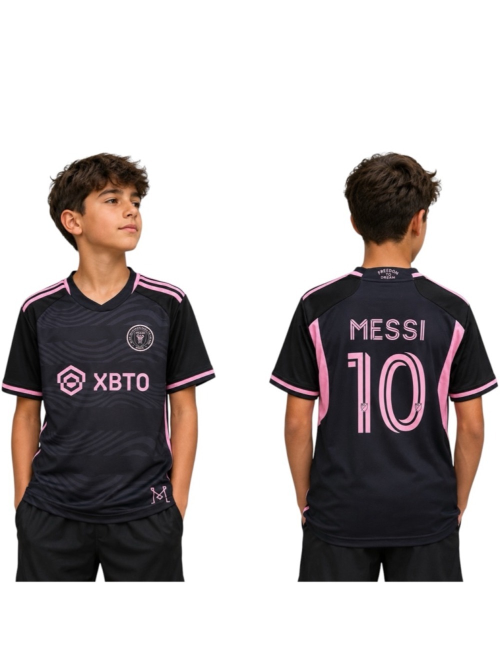 Inter Miami CF Lionel Messi #10 Youth Soccer Jersey Pink Black Size 28 YM